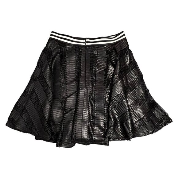BCBGeneration Mini Skirt Size 0 Black Shine Lasercut Eyelet Back Zip NWT - Picture 10 of 10